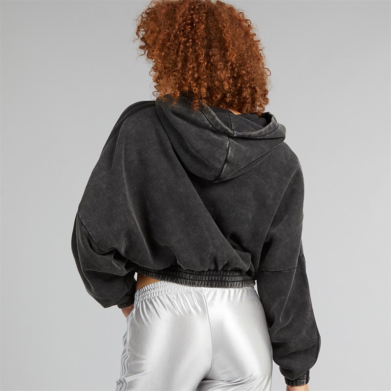 adidas Originals Womens Washed Out Crop Oversized Hoodie Black