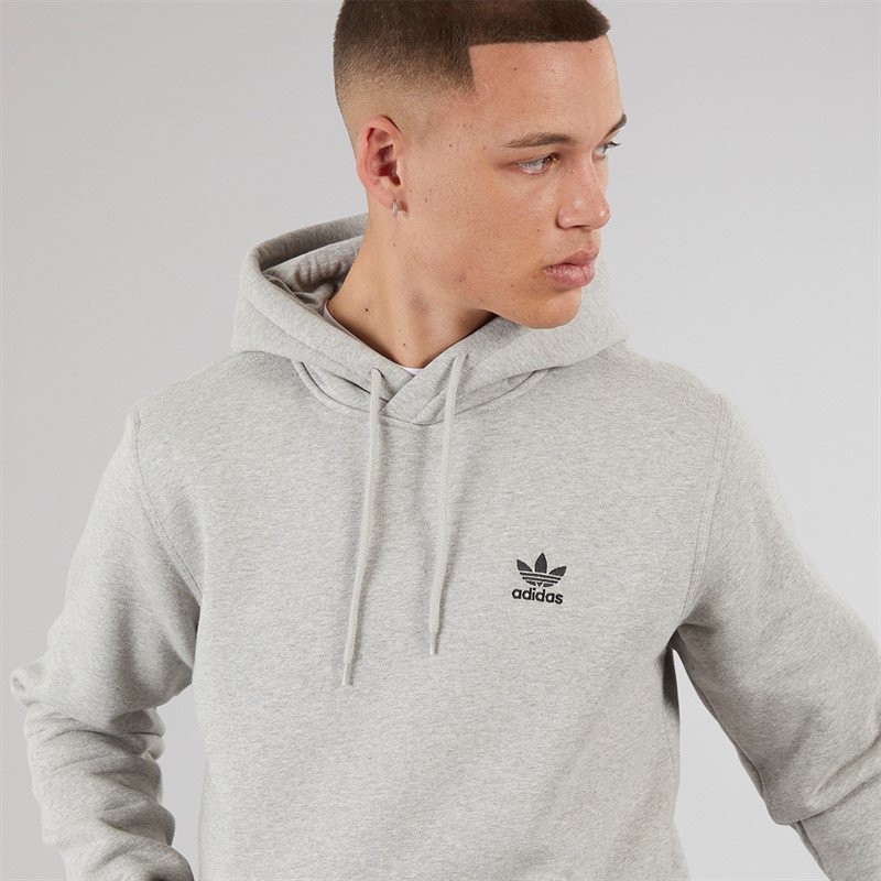 adidas Originals Mens Trefoil Essentials Hoodie Medium Grey Heather