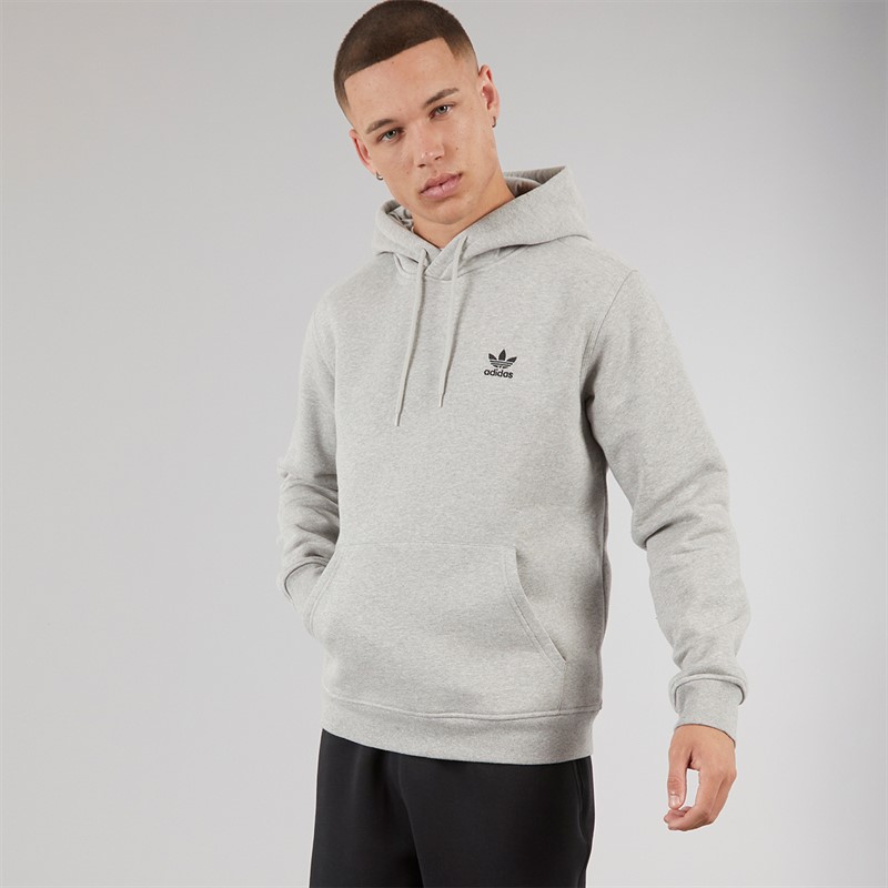 adidas Originals Mens Trefoil Essentials Hoodie Medium Grey Heather