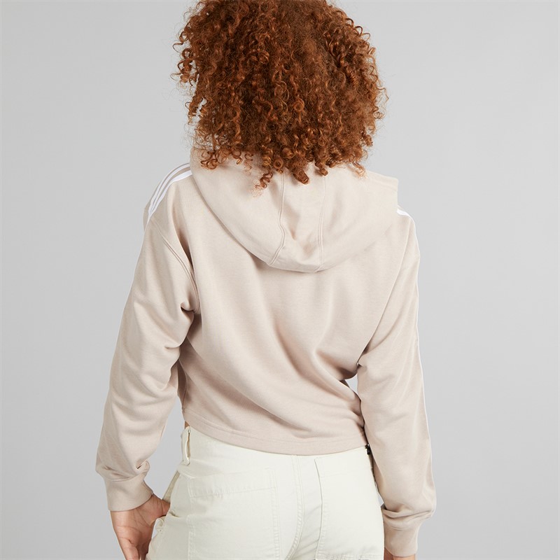 adidas Originals Womens Adicolor 3-stripes Short Hoodie Wonder Taupe