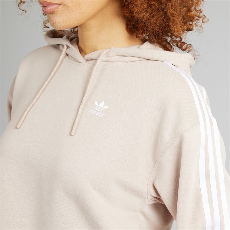 adidas Originals Womens Adicolor 3-stripes Short Hoodie Wonder Taupe