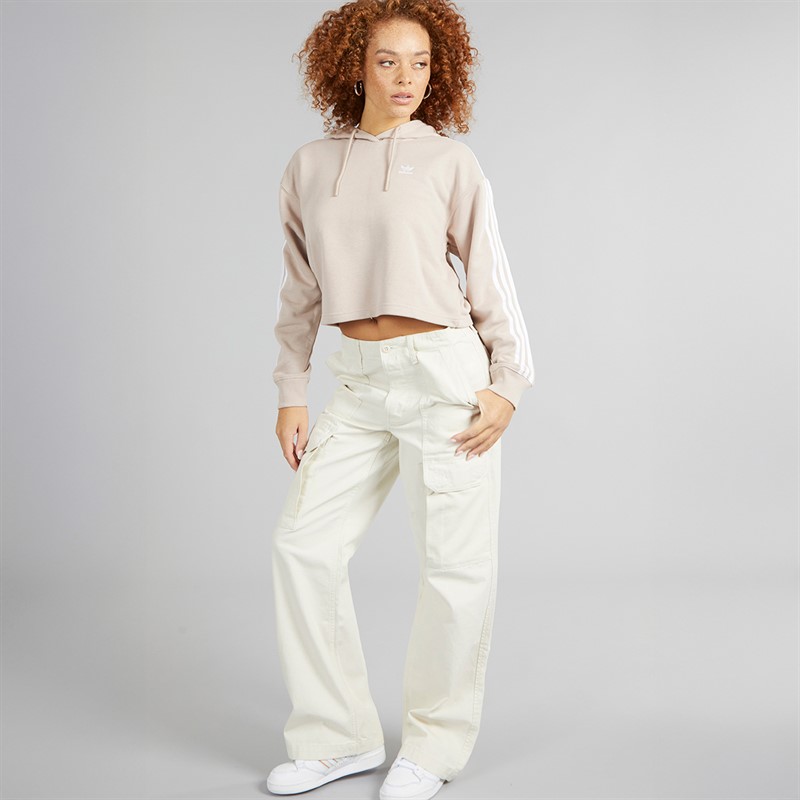 adidas Originals Womens Adicolor 3-stripes Short Hoodie Wonder Taupe