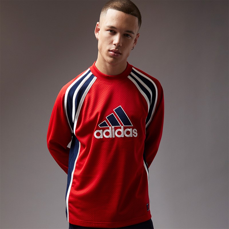 adidas Originals Mens Warm Up Long Sleeve Top Better Scarlet