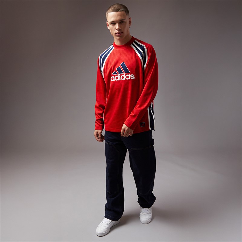 adidas Originals Mens Warm Up Long Sleeve Top Better Scarlet