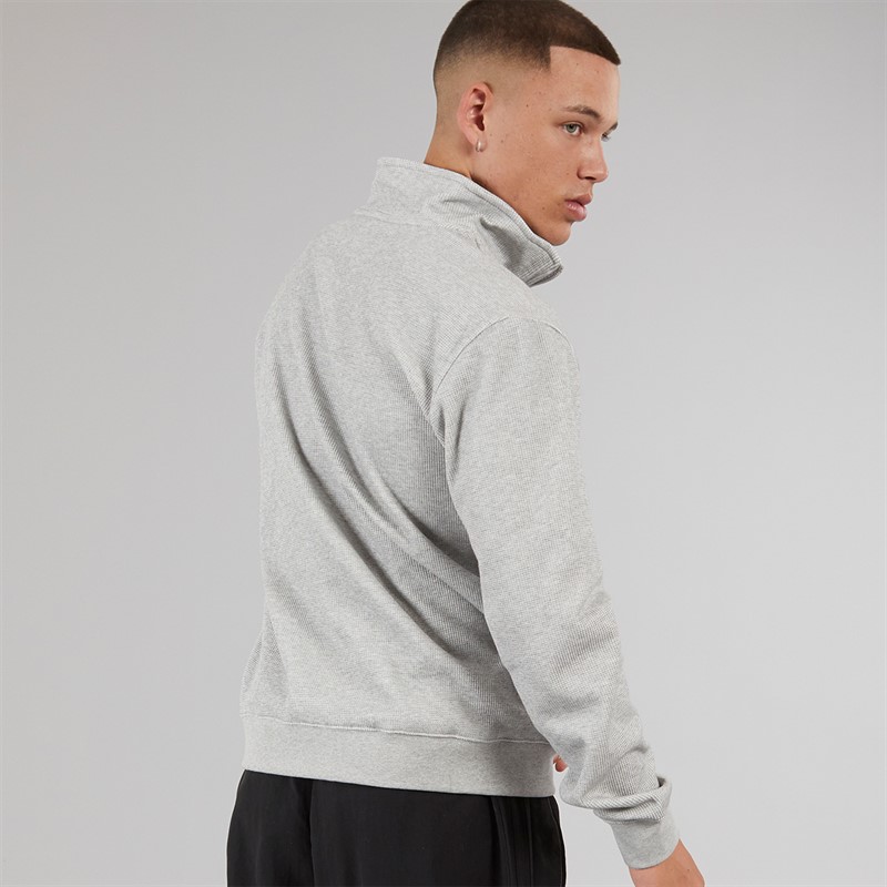 adidas Originals Mens Trefoil Essentials Waffle 1/2 Zip Sweatshirt Medium Grey Heather