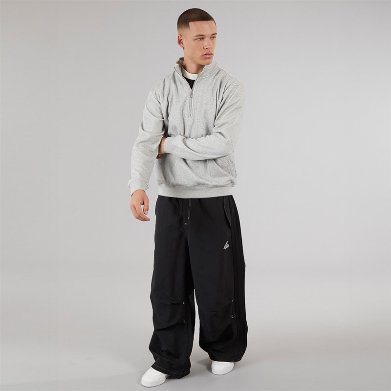 adidas Originals Mens Trefoil Essentials Waffle 1/2 Zip Sweatshirt Medium Grey Heather