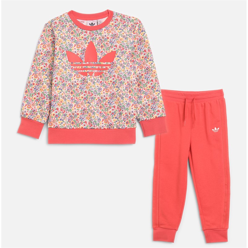 adidas Originals Infant Adidas X Liberty London Graphic Crew Sweatshirt And Joggers Set Cloud White/Multicolor