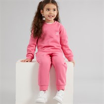 adidas Originals Girls Trefoil Crew Sweatshirt And Joggers Set Pink Fusion