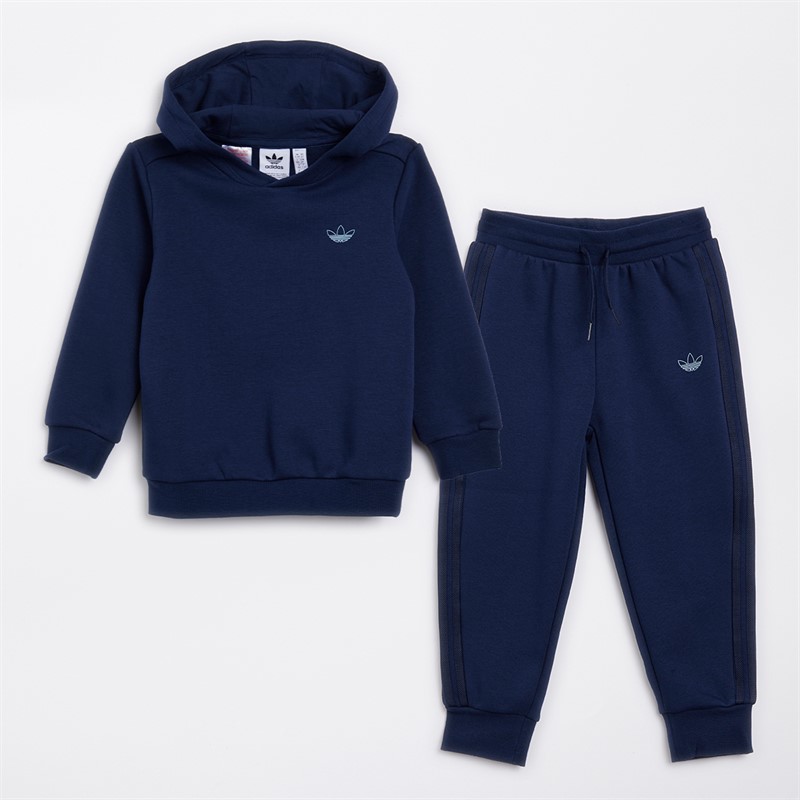 adidas Originals Infant Boys Graphic Back Hoodie And Joggers Set Night Indigo