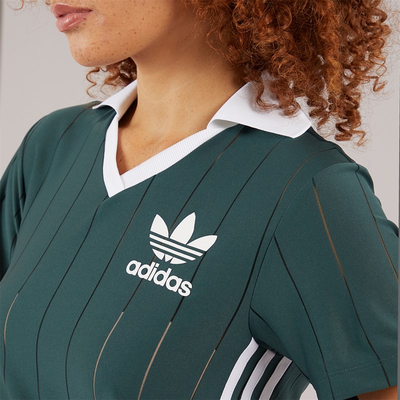 adidas Originals Womens Adicolor 3-Stripes Pinstripe Dress Mineral Green