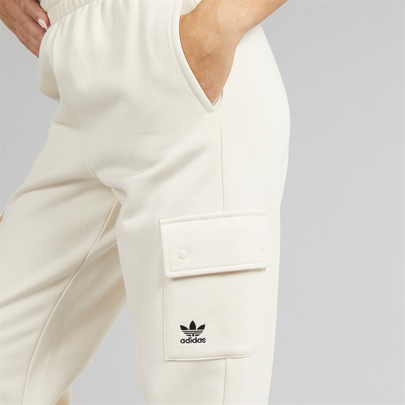 adidas Originals Womens Trefoil Essentials Cargo Fleece Joggers Wonder White