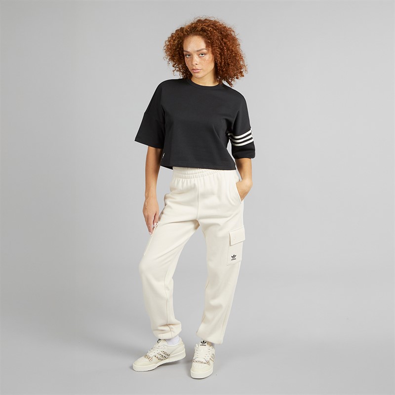 adidas Originals Womens Trefoil Essentials Cargo Fleece Joggers Wonder White