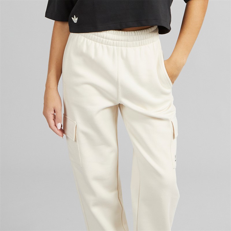 adidas Originals Womens Trefoil Essentials Cargo Fleece Joggers Wonder White