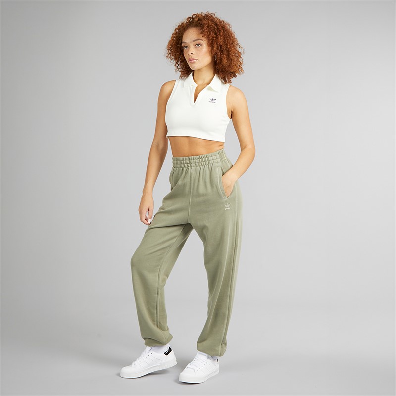 adidas Originals Womens Trefoil Essentials French Terry Joggers Olive Strata