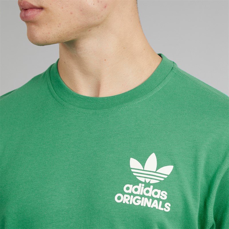 adidas Originals Mens Jazz Club Graphic Back T-Shirt Semi Court Green