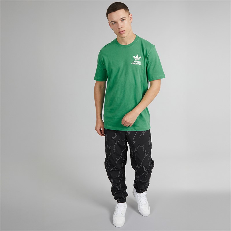 adidas Originals Mens Jazz Club Graphic Back T-Shirt Semi Court Green