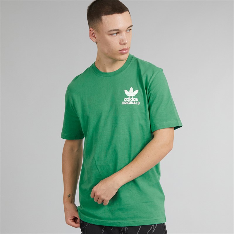 adidas Originals Mens Jazz Club Graphic Back T-Shirt Semi Court Green