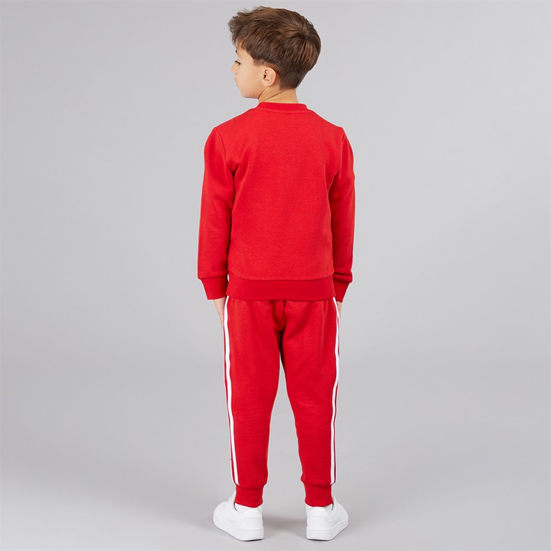 adidas Originals Boys Adicolor Trefoil Crew Sweatshirt And Joggers Set Better Scarlet
