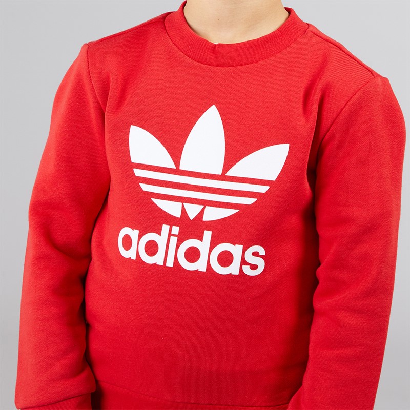 adidas Originals Boys Adicolor Trefoil Crew Sweatshirt And Joggers Set Better Scarlet