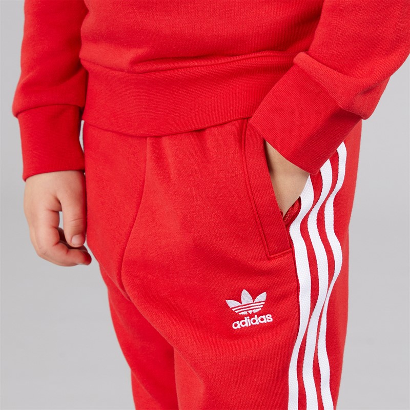 adidas Originals Boys Adicolor Trefoil Crew Sweatshirt And Joggers Set Better Scarlet