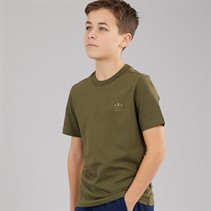 adidas Originals Junior Boys Trefoil Essentials Logo T-Shirt Olive Strata