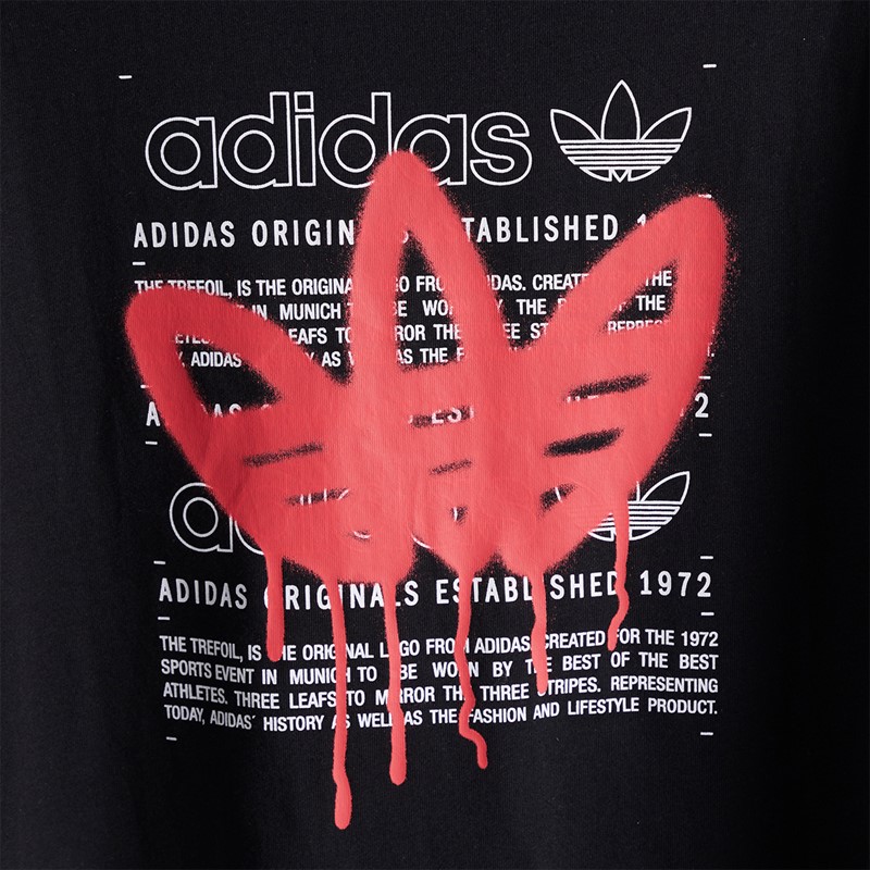 adidas Originals Junior Boys Graffiti Trefoil Graphic Back T-Shirt Black
