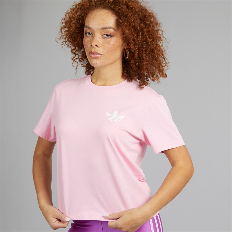 adidas Originals Womens Multiple Logo T-Shirt Orchid Fusion