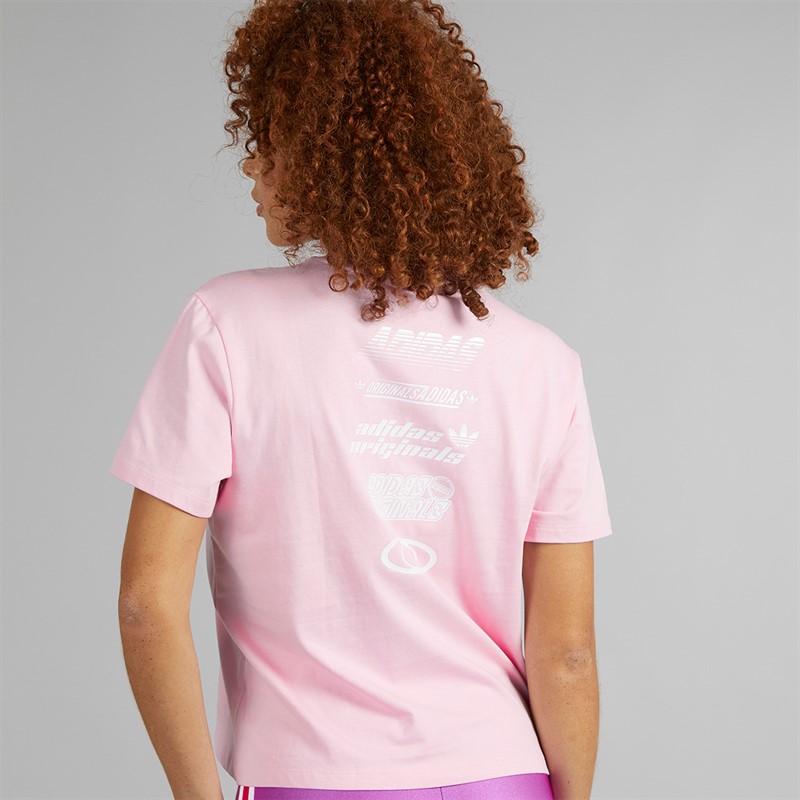 adidas Originals Womens Multiple Logo T-Shirt Orchid Fusion