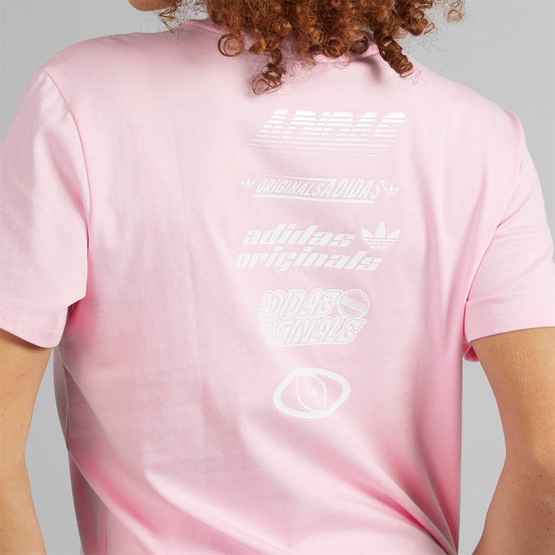 adidas Originals Womens Multiple Logo T-Shirt Orchid Fusion