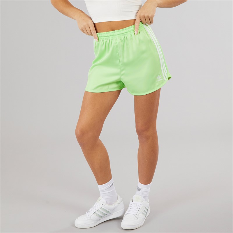 adidas Originals Womens Adicolor Satin Sprint Shorts Semi Green Spark
