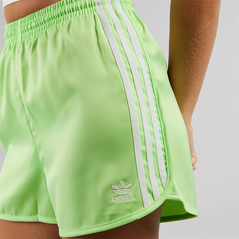 adidas Originals Womens Adicolor Satin Sprint Shorts Semi Green Spark