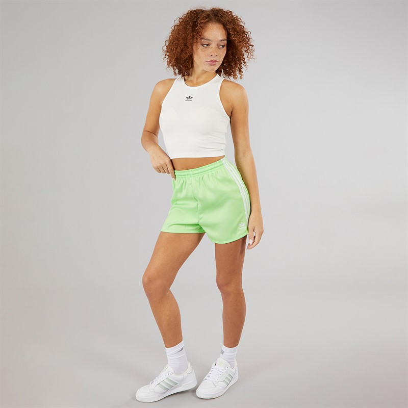 adidas Originals Womens Adicolor Satin Sprint Shorts Semi Green Spark