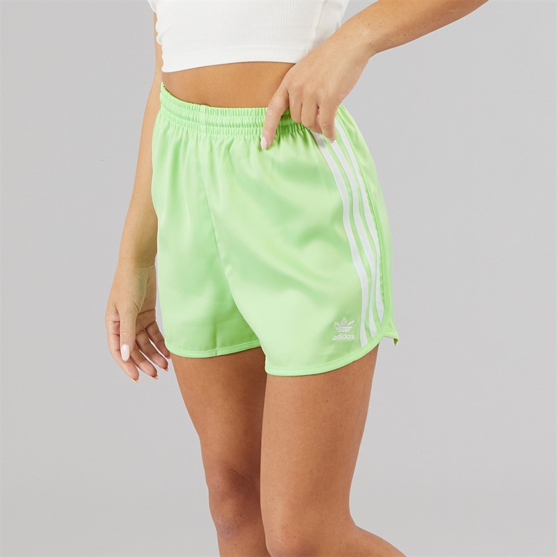 adidas Originals Womens Adicolor Satin Sprint Shorts Semi Green Spark
