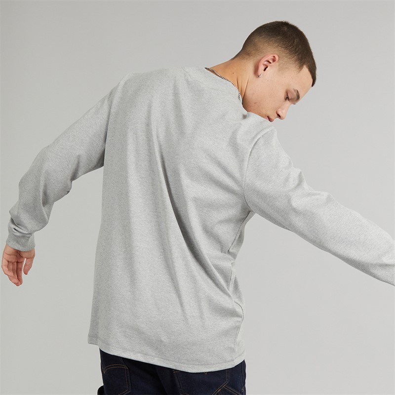 adidas Originals Mens Mock Teck Long Sleeve Top Medium Grey Heather