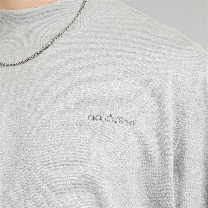 adidas Originals Mens Mock Teck Long Sleeve Top Medium Grey Heather