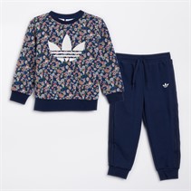 adidas Originals Infant Girls Adidas X Liberty London Graphic Crew Sweatshirt And Joggers Set Night Indigo/Multicolor