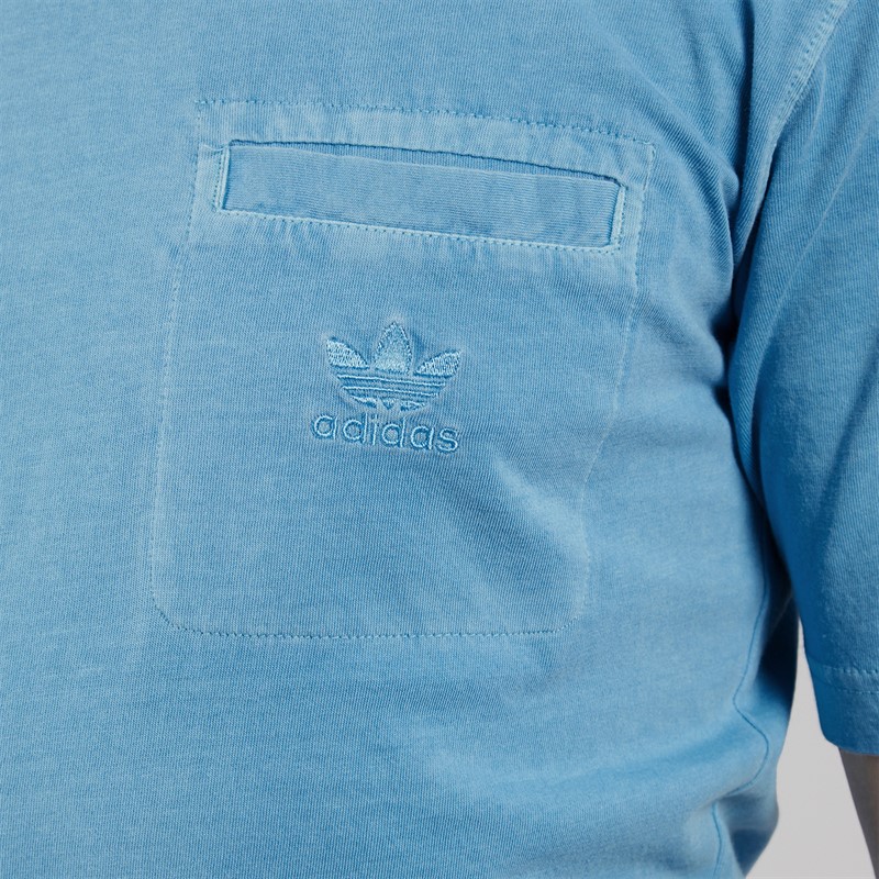 adidas Originals Mens Trefoil Essentials + Dye Pocket T-Shirt Semi Blue Burst