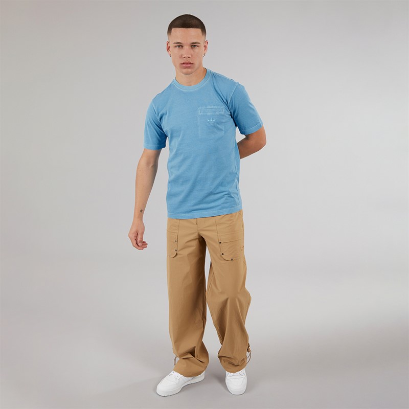 adidas Originals Mens Trefoil Essentials + Dye Pocket T-Shirt Semi Blue Burst
