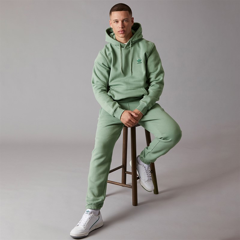 adidas Originals Mens Trefoil Essentials Joggers Silver Green