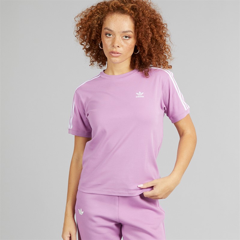 adidas Originals Womens Adicolor 3-stripes T-Shirt Preloved Purple