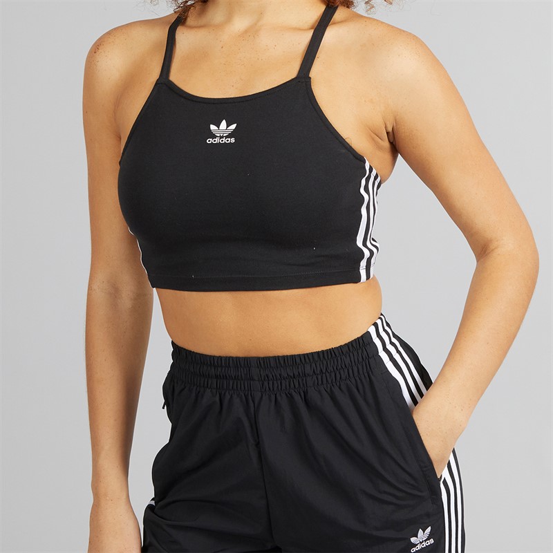 adidas Originals Womens Adicolor 3-Stripes Crop Top Black