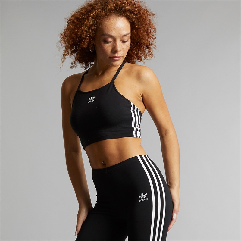 adidas Originals Womens Adicolor 3-Stripes Crop Top Black