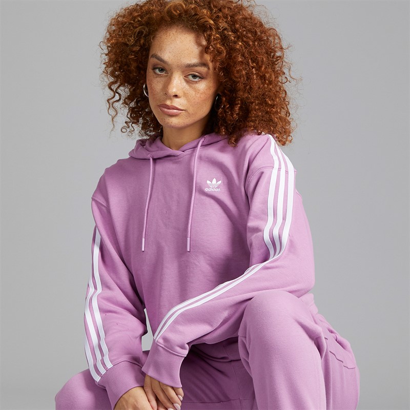 adidas Originals Womens Adicolor 3-stripes Short Hoodie Preloved Purple