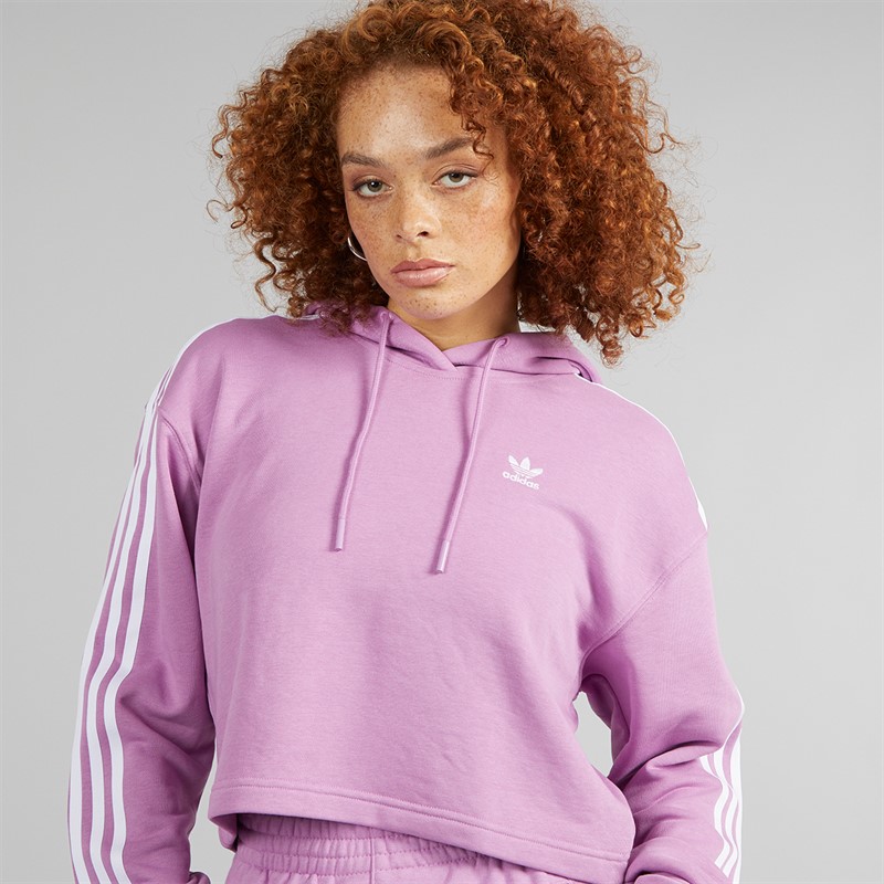 adidas Originals Womens Adicolor 3-stripes Short Hoodie Preloved Purple