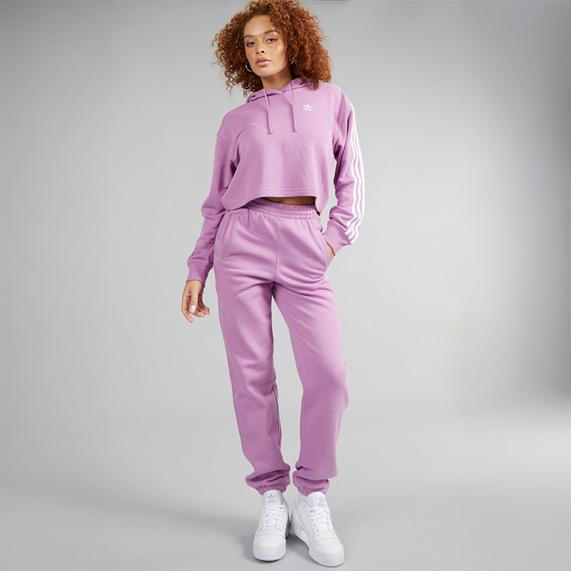 adidas Originals Womens Adicolor 3-stripes Short Hoodie Preloved Purple