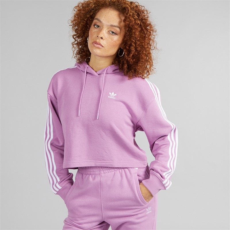 adidas Originals Womens Adicolor 3-stripes Short Hoodie Preloved Purple