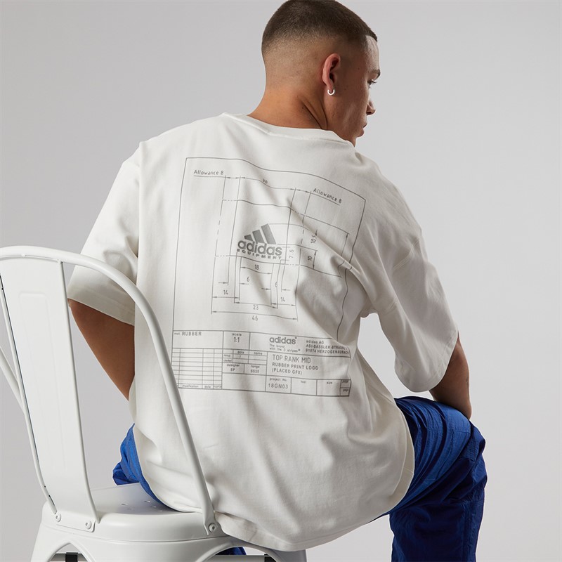 adidas Originals Mens EQT Back Graphic T-Shirt Cloud White