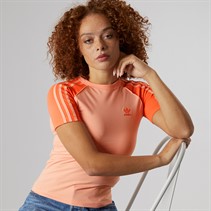adidas Originals Womens Women Adicolor 3-Stripes Raglan Slim T-Shirt Glow Pink