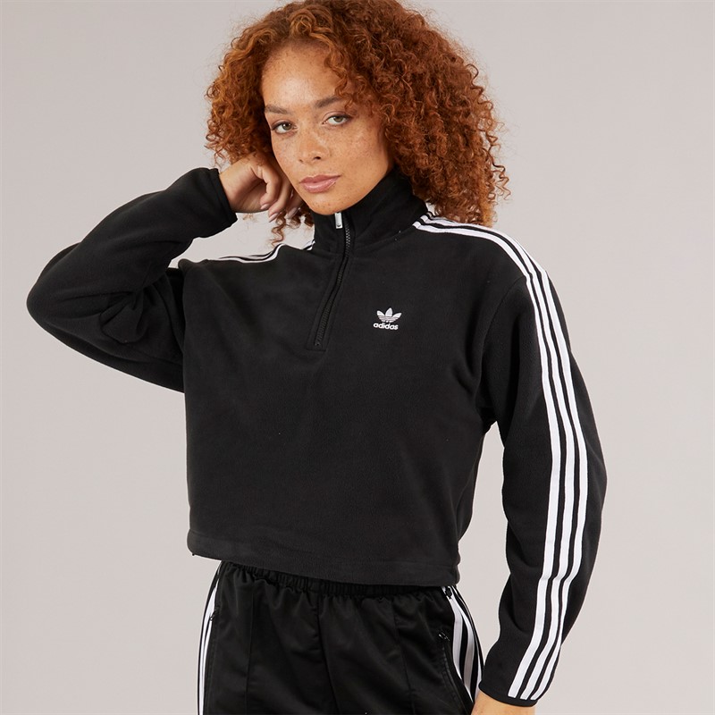 adidas Originals Womens Adicolor Polar 1/2 Zip Fleece Black