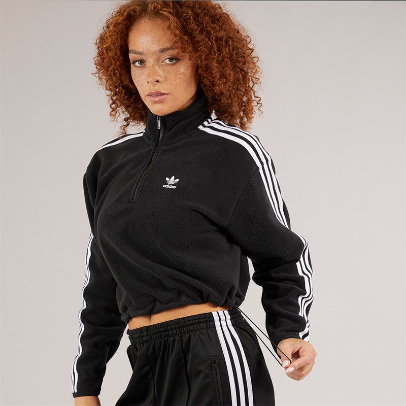 adidas Originals Womens Adicolor Polar 1/2 Zip Fleece Black